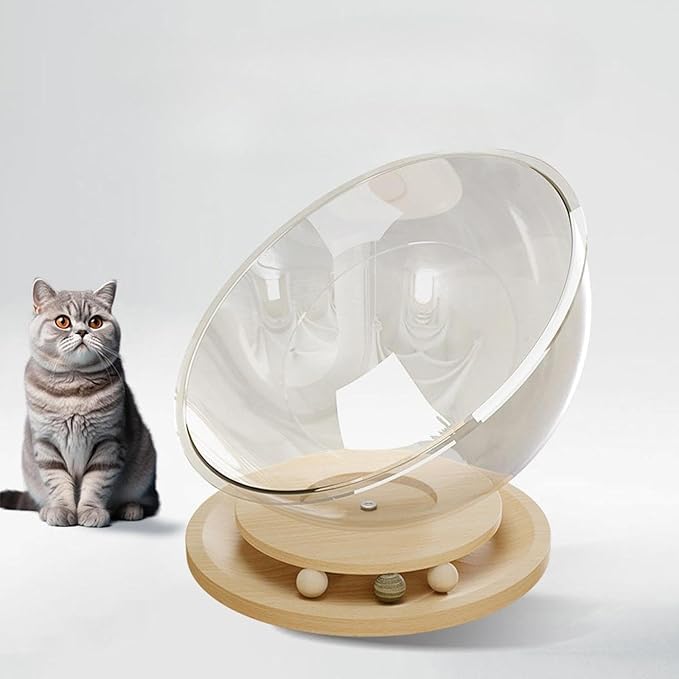 Space Capsule Cat Bed, Pet Furniture, Easy Cleaning, Universal Small Pets Activity Centre Bed Toy, Sleeping Nest for Cats, Solid Wood L