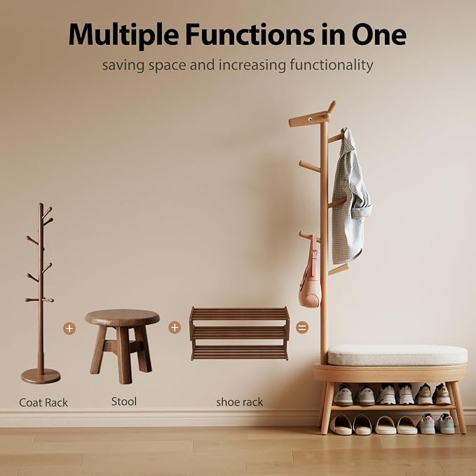 AQIMUELE Shoe Bench Entryway, Coat Rack