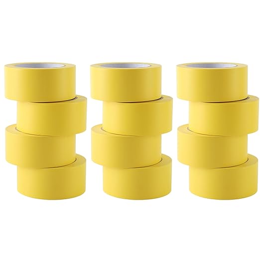 Lichamp 12 Rolls Vinyl Tape, Premium Safety Marking and Traffic Floor Marking Tape, Bundling, Social Distancing, 2 Inch x 36 Yards per Roll, 432 Total Yards, Yellow