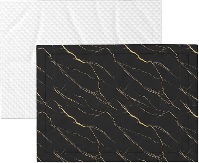 Dog and Cat Blanket in One, Chic Black and Gold Marble Texture, Double Sided Plush Throw with Raised Dot Pattern on One Side and Flat Velvet on Other for Variety