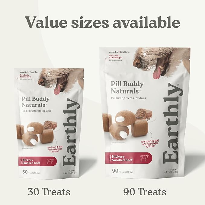 Earthly Pill Buddy Naturals - PB & Banana Recipe Pill Hiding Treats for Dogs - Make A Perfect Pill Concealing Pocket Or Pouch for Any Size Medication - 30 Servings