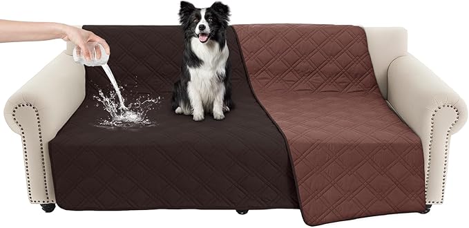 100% Waterproof Dog Couch Protector, Triple-Layer Waterproof Dog Bed Cover Pet Blanket Reversible 2-Tone Sofa Shield, Non-Slip Furniture Guard for Pets(68×82 Inch, Chocolate+Coffee)