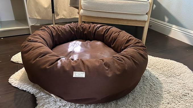 Organic Cotton Canvas Dog Bed: Removable Cover, Natural Fill - Made in USA (Dark Brown, Large 35" x 8" inches)