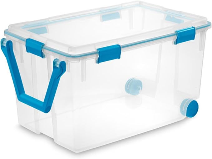 Sterilite 3-Pack Gasket Box, Weather-Resistant Storage Bins with Latching Lids, 120 Quart - Heavy-Duty Organizing Containers for Closet, Bathroom, and Office