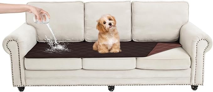 100% Waterproof Dog Couch Protector, Triple-Layer Waterproof Dog Bed Cover Pet Blanket Reversible 2-Tone Sofa Shield, Non-Slip Furniture Guard for Pets(30×71 Inch, Chocolate+Coffee)