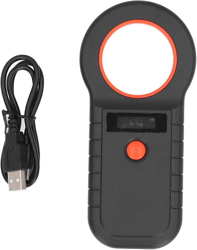 Portable Pet Microchip Reader, ABS Lightweight Dog Cat Scanner with LCD Display, 2.4G Connectivity for EMID FDXB