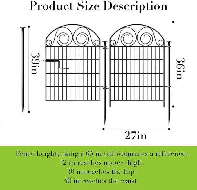 Tall Garden Fencing 36 Inch High, 22 Panels Total Length 48Ft Dog Fence Outdoor for Yard, Pet Fence Outdoor, Decorative Fences for Yard│Patented