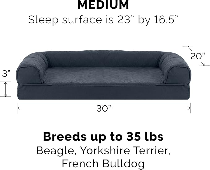 Furhaven Replacement Dog Bed Cover Quilted Sofa-Style, Machine Washable - Iron Gray, Medium (Pack of 2)
