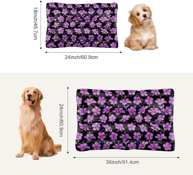 Pink Hibiscus Dog Sleeping Pad Non Slip Bottom Cat Cushion Pad Cozy Soft Corner Dog Bed Furniture Covers for Pets Printed Bed Mat for Dogs Gift Cozy Cats 36× 24 Inch Indoor Outdoor