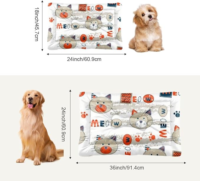Comfortable Cat Beds with Anti-Slip Bottom, Cute Animals Dog Travel Accessories Puppy Crate Pads Dog Beds& Furniture Cozy Matt for Indoor& Outdoor Sofa Cars, Machine Washable 24 X 36 Inch