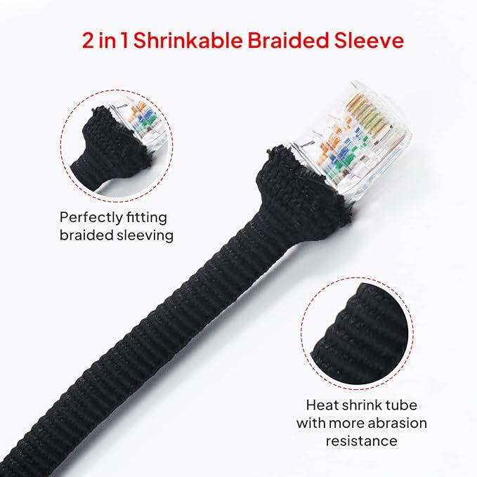 2 in 1 Heat Shrink Braided Sleeving Fabric Tubing-Ideal fit Irregular Shape Hose/Cable/Wire (1-3/8"(34mm), 14FT)