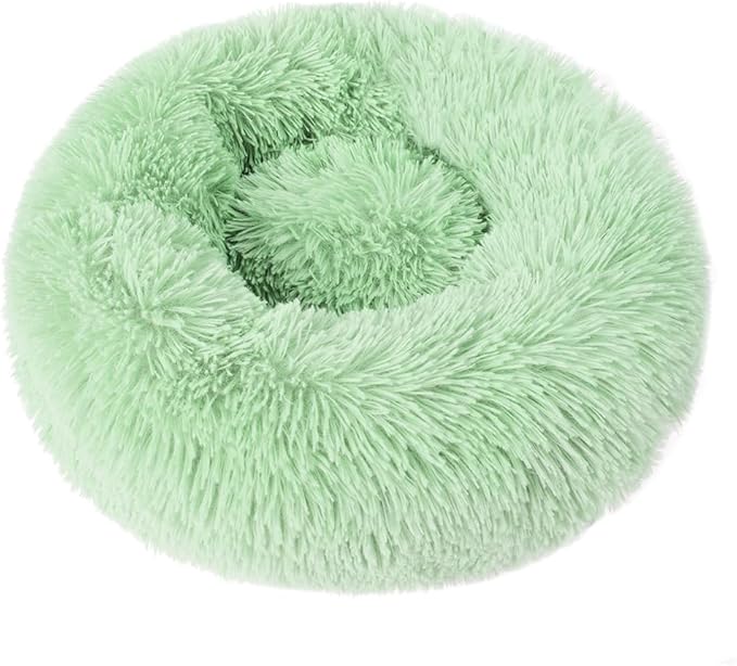 otoez Kitten Puppy Bed Extra Small XS Round Dog Cat Beds Anti Anxiety Plush Pet Calming Donut Bed with Non-Slip Waterproof Bottom, Washable (15.7",Teal)