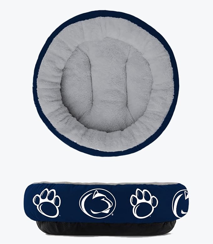 ShopInstaPets Penn State Nittany Lions Officially Licensed Plush Donut Pet Bed – Cozy, Machine Washable, Perfect for Pets (Extra Large)