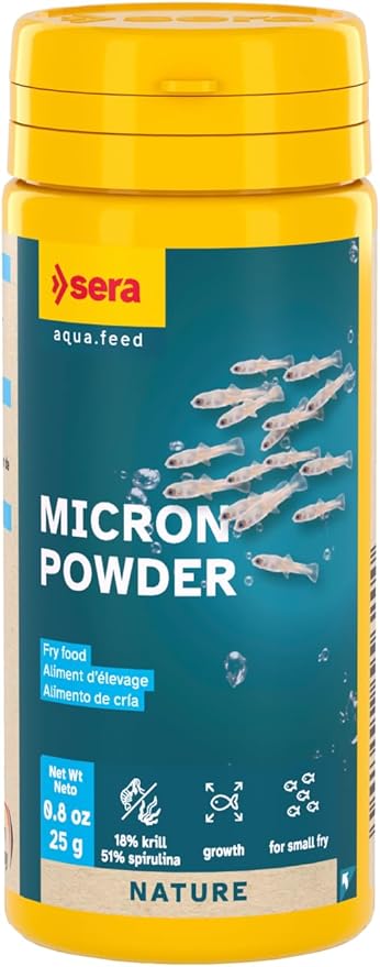 Sera Micron Powder 50ml (1,7 fl oz) | Ultra-Fine Fry Food with Krill & Spirulina for Fish & Amphibian Larvae | Free from Dyes & Preservatives | Supports Growth & Color