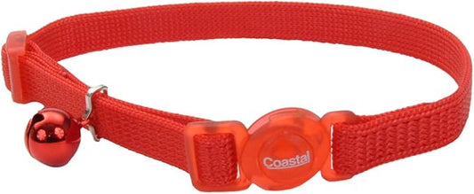 Coastal Pet Products CCP7001RED Nylon Safe Cat Adjustable Breakaway Collar with Bells, Red