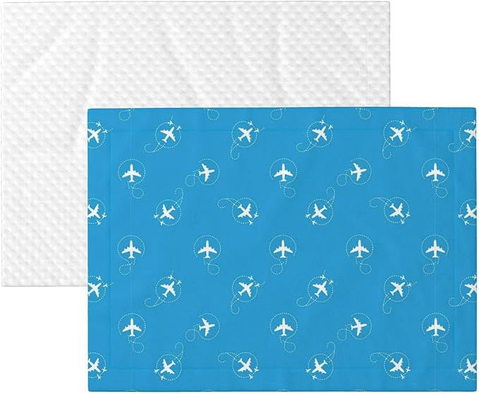 Reversible Pet Blanket for Easy Cleaning Maintenance, Aircraft Airplane Pattern Navy Blue, Double Sided Plush Dot Design Means Double Use Between Washes for Convenience