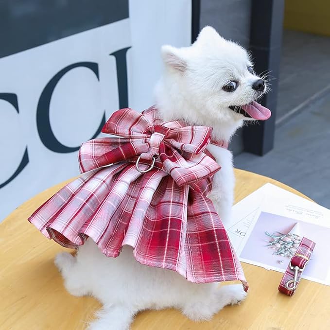 Dog Harness Leash Set Cute Girl Dog Vest Clothes Breathable Soft Pet Harness with Leash for Walking Training Running