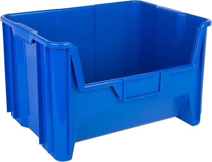 Hudson Exchange 20" x 15" x 12.5" (1 Pack) Plastic Giant Stackable Hopper Bin Container, Blue