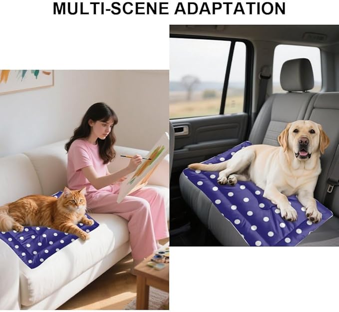Polka Dot Blue Comfy Dog Beds for Medium Dogs Outdoor Mat for Dogs Puppy Pad Crate Beds Washable Non-Slip Washable Crate Bed Cushion Dog Bed Outdoor Mat Cage Small Pets Indoor 36X24 Inch