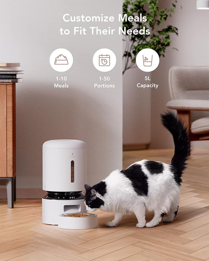 PETLIBRO 5G WiFi Cat Feeder with Camera, 2-Way Audio, Low Food & Blockage Sensor, Motion & Sound Alerts + Cat Water Fountain 71fl oz/2.1L with Two Flow Modes, Visible Water Level, 4 Large Filters
