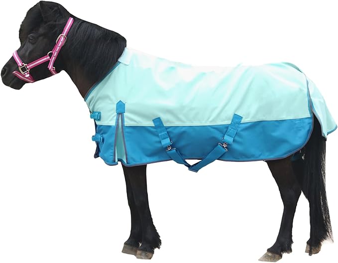 Mini Horse/Pony/Foal/Miniature Size 36"-51" Lightweight Waterproof & Breathable 1200 Denier Turnout Blanket with No Filling Turquoise 39"