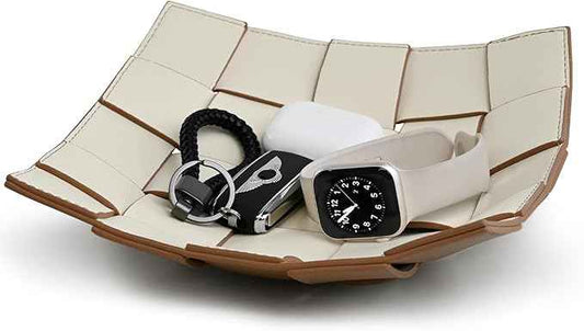 Valet Tray PU Leather Key Bowl for Men Women Entryway Table Nightstand Catchall