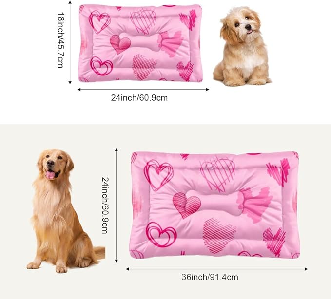Graphic Heart Light Pink Small Pet Bed Dog Travel Mat Small Dog Crate Pad Crate Pillow for Cages Washable Non-Slip Washable Beds Comfort Bed Pet Mat Cage for Pets Indoor Outdoor 24X18 Inch