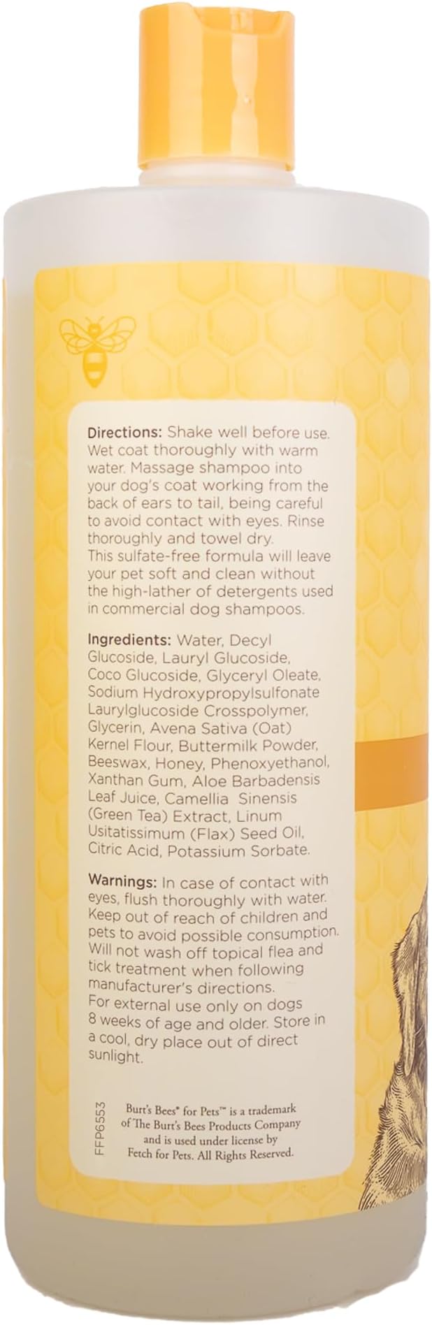 Burt’s Bees for Pets Oatmeal Dog Shampoo with Honey, Soothing Dog Shampoo for Itchy and Sensitive Skin, pH Balanced Formula that Gently Cleans and Moisturizes Dog Coats, 32 Fl Oz - 2 Pack