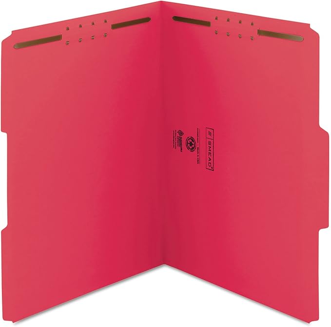 Pendaflex Fastener Folders, 2 Fasteners, Letter Size, Red, 1/3 Cut Tabs in Left, Right, Center Positions, 50 per Box (22740), Specialty