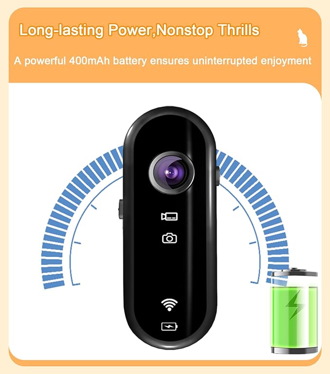HD 1080P Pet Camera Collar with Video Record, Wireless Mini Sport Cam Built in WiFi, Small Body Action Cameras for Pet Supplies/Cycling/Travel/Walking