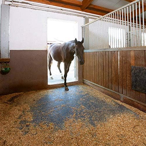 American Floor Mats - Heavy Duty Stall Tiles - Stable/Horse Tiles - Thick, Durable Rubber Flooring Solid Black 14' x 20' Set 3/8" Thick (70 Tiles Total)