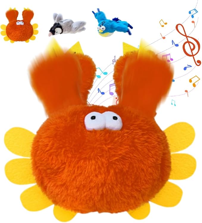 Flapping Chase Cat Toy, Interactive Chirping Flying Bird Cat Toy, Chirping Bird Cat Toy Flapping Wings (Orange)