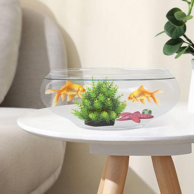 VOSAREA Glass Vase Bowl Glass Bubble Bowl Terrarium Succulent Planter Air Plants Hydroponic Display Floating Candles Clear Bubble Fish Aquatic Plant Pot Daffodil Pot (9.82X9.82X3.93in)