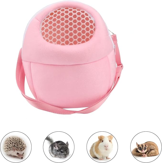 Pet Carrier Backpack for Small Animals, Travel Handbag for Cat, Puppy, Guinea Pig, Hedgehog, Hamster (Pink, Large)