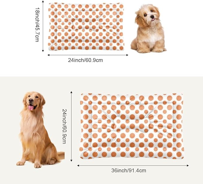 Orange Polka Dot Cute Washable Small Dog Bed Pet Mats Dog Bed Pads Washable Crate Non-Slip Cushions for Lining Pet Crates Beds& Furniture Patio Mat Beds and Furniture Indoor Outdoor 36X24 Inch