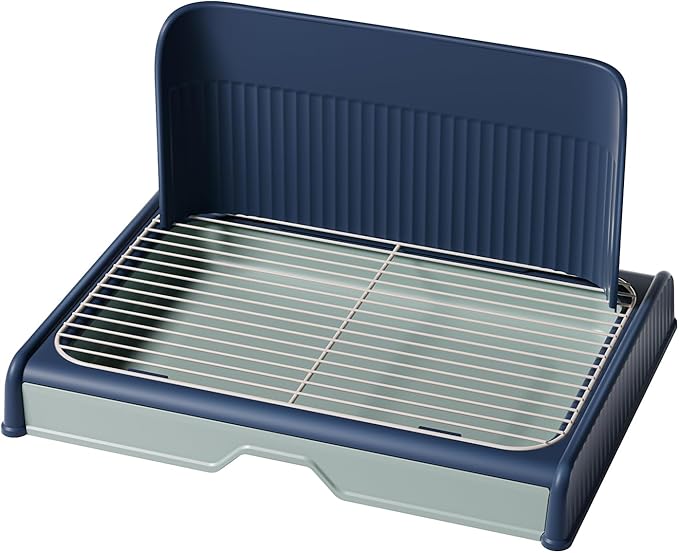 Upgrade Dog Potty Tray with High Wall,23.62"X18.5"Pee Pad Holder,Litter Box for Pet,Mesh Training Holder for Puppy and Small Size Dog,Housebreaking Supplies, Pet Products (Blue)