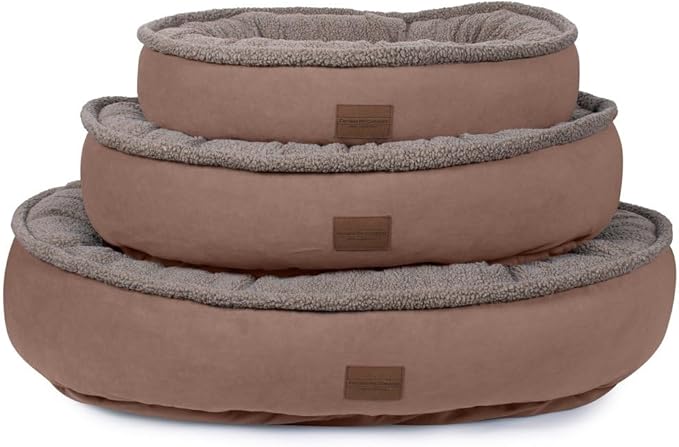 CAROLINA PET COMPANY Microfiber & Tipped Berber Comfy Cup Dog Bed - Tan, L