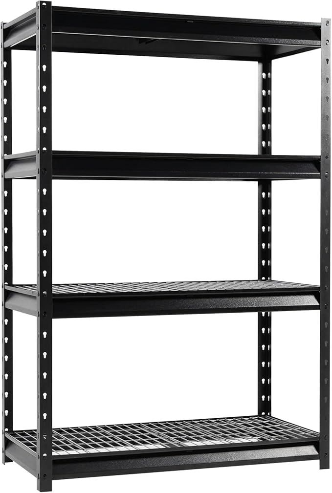 The Atlas 48" W Heavy Duty Garage Shelving Unit Load 12000 Lbs, Metal Shelves for Storage, Adjustable All Steel Industrial Rack, 48" W x 24" D x 72" H, Black