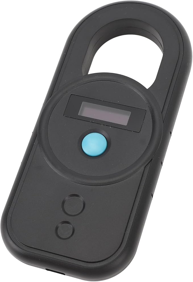 ANGGREK Pet Chip Scanner, Rechargeable Dual Frequency Store 128 Stores Information Easy to Use Portable Animal Tag Reader for Animal Hospitals (Black)