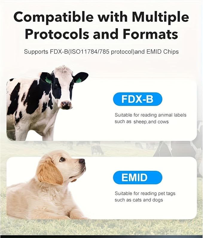 Pet Microchip Scanner, 134.2KHz/125KHz RFID Reader for Dogs Cats, ISO 11784/11785 FDX-B EMID Animal Chip Reader with 128 Data Storage, Pet ID Tag Scanner for Sheep/Rabbit/Pig/Animal