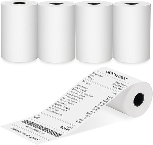 (5 Rolls) 2 1/4 x 50 Thermal Receipt Paper Rolls, POS Cash Register Paper Rolls, BPA Free 2.25x50ft Long Per Thermal Paper Receipt
