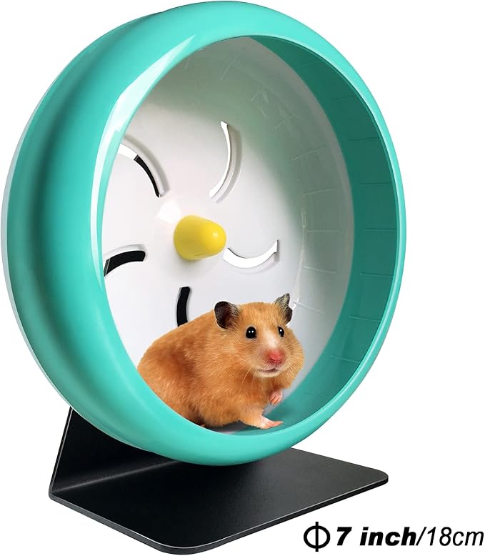 Hamster Wheel,Super Silent Hamster Exercise Wheels,Adjustable Stand Hamsters Exercise Wheels,Quiet Running Wheels,7 inch Rat Wheel for Hamsters Mice Or Other Small Animals (7 in Blue)