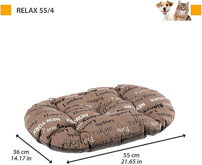 Ferplast Cat Bed, Dog Bed Washable Pet Mat Cushion in Cotton with Soft Padding, 55 x 36 cm. Brown