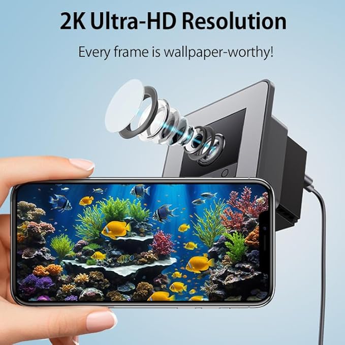 eLinkSmart 2K Aquarium Security Camera Anti-Glare & Anti-Reflection for Glass Tank/Window/Door, Fish & Reptiles, with Night Vision, Motion Detection, 2-Way Audio, 24/7 Local Storage 140° Wide-Angle