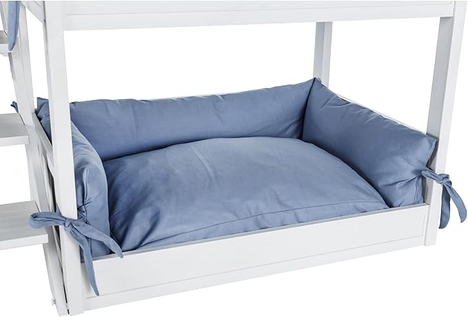 New Age Pet ECOFLEX Aspen Dog Bunk Bed in Antique White, Memory Foam Cushions, Wide Stairs, Non Toxic, Easy Assembly