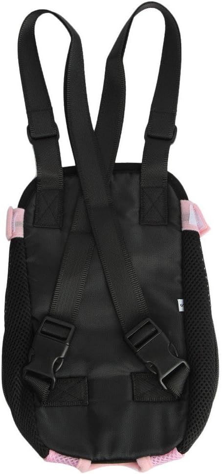 Pet Dog Puppy Cat Carrier Five Holes Backpack Double Shoulder Straps Mesh Front Chest Backpack Bag, S, Pink