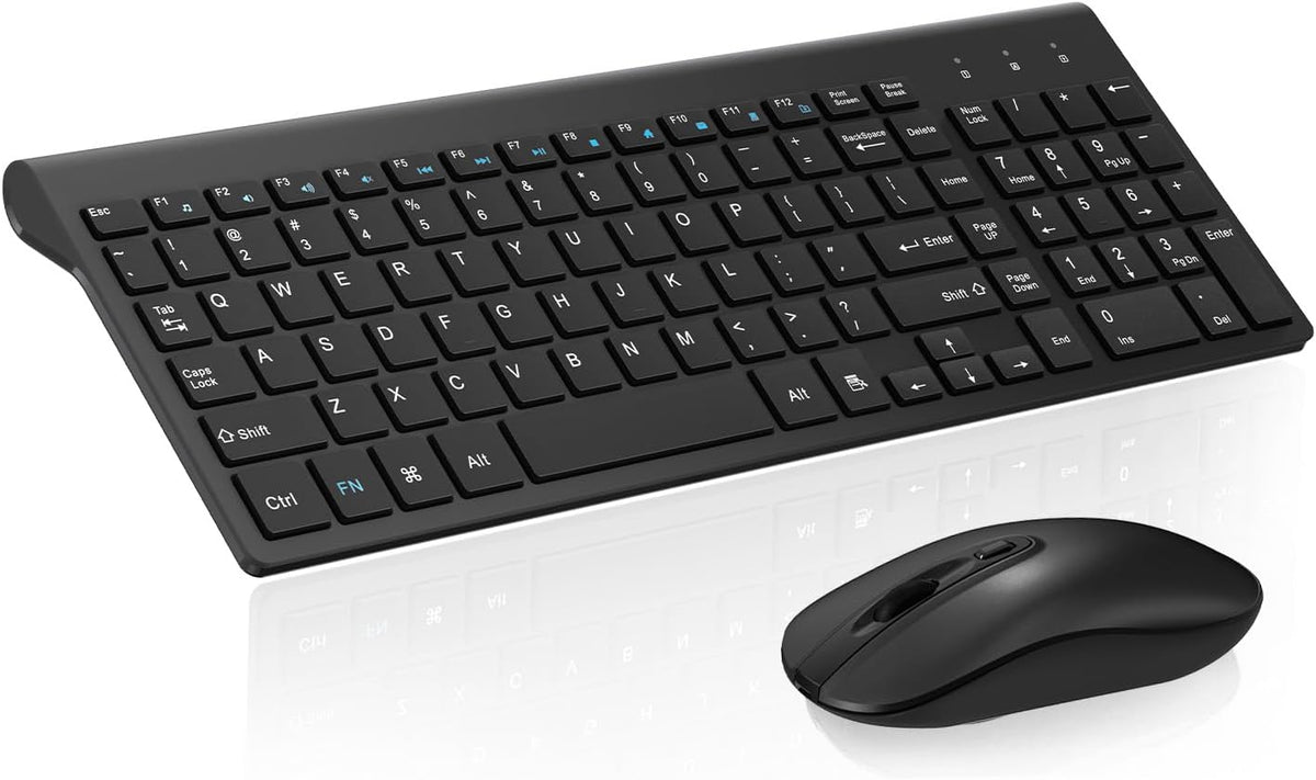 cimetech EasyTyping KF10 Wireless Keyboard and Mouse Combo, [Silent Scissor Switch Keys][Labor-Saving Keys]Ultra Slim Wireless Computer Keyboard and Mouse, Easy Setup for PC/Laptop/Mac/Windows - Black