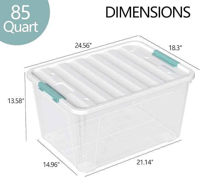 Zopnny Storage Box with Latch Lid, Stackable Durable Christmas Storage