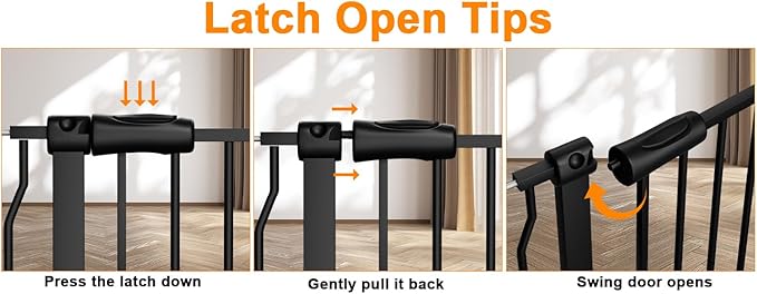 HOOEN 30" Tall Extra Wide Baby Gate for Doorways Stairs 62 to 67 Inch Large Long Pressure Monuted Dog Gate Black Tension Baby Gate Walk Through Safety Gate for Kids or Pets