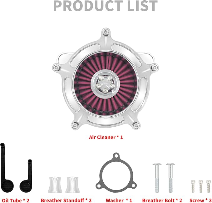 HDBUBALUS Motorcycle CNC Spike Air Cleaner Air Filter Intake System Filter